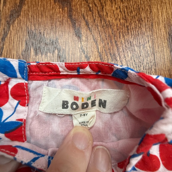 Mini Boden Madeline Woven Dress in Chalk Pink Cherries 7-8 Years - Picture 7 of 9